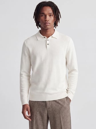 JPRBLURILEY KNIT POLO LS Cloud Dancer