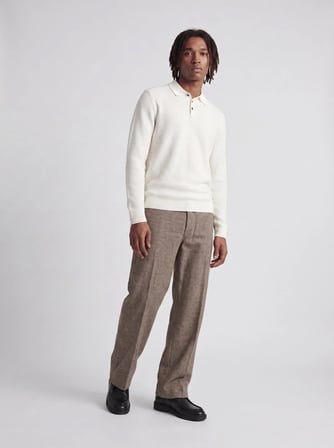 JPRBLURILEY KNIT POLO LS Cloud Dancer