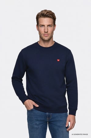 Erkek Patch Logo Sweatshirt Navy
