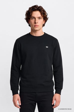Bisiklet Yaka Sweatshirt Black