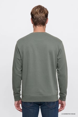 Erkek Patch Logo Sweatshirt KHAKI