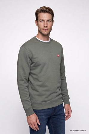 Erkek Patch Logo Sweatshirt KHAKI