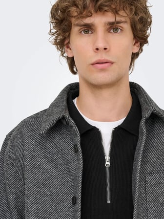 ONSPHIL REG 12 HALF ZIP POLO KNIT Black