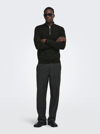 ONSPHIL REG 12 STRUC HALF ZIP KNIT NOOS Black