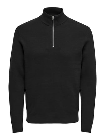 ONSPHIL REG 12 STRUC HALF ZIP KNIT NOOS Black