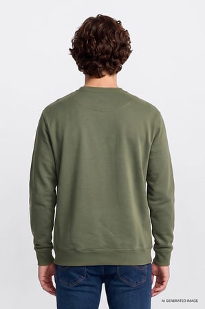 Bisiklet Yaka Sweatshirt Olive
