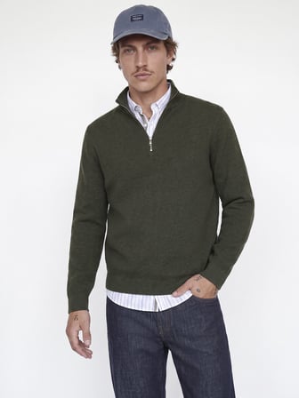JPRMILANO STITCH KNIT HALF ZIP SN Rosin