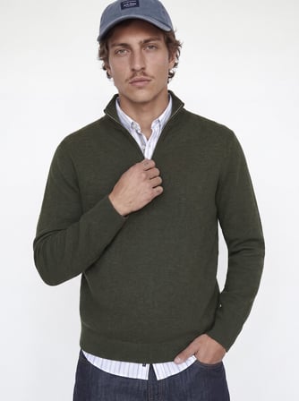 JPRMILANO STITCH KNIT HALF ZIP SN Rosin