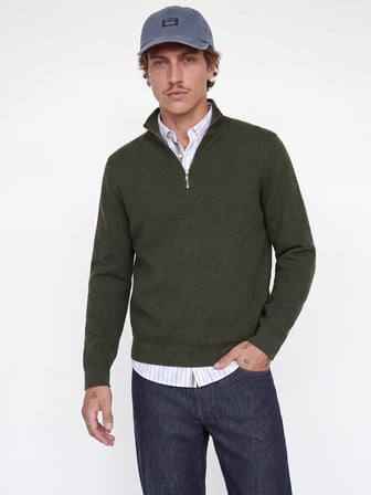 JPRMILANO STITCH KNIT HALF ZIP SN Rosin