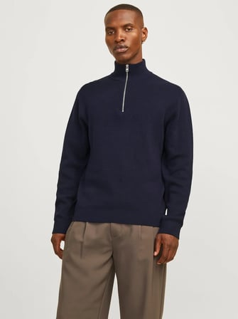 JPRMILANO STITCH KNIT HALF ZIP SN Night Sky