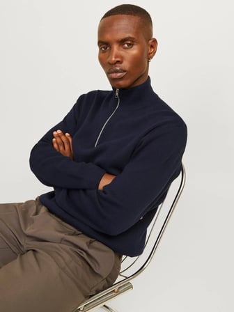 JPRMILANO STITCH KNIT HALF ZIP SN Night Sky