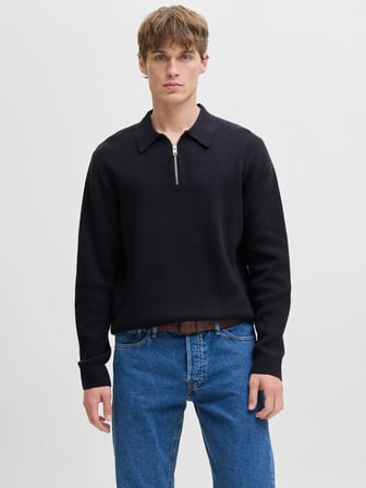 JPRMILANO STITCH KNIT ZIP POLO SN Night Sky