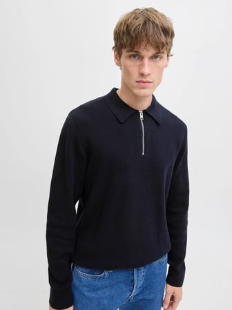 JPRMILANO STITCH KNIT ZIP POLO SN Night Sky