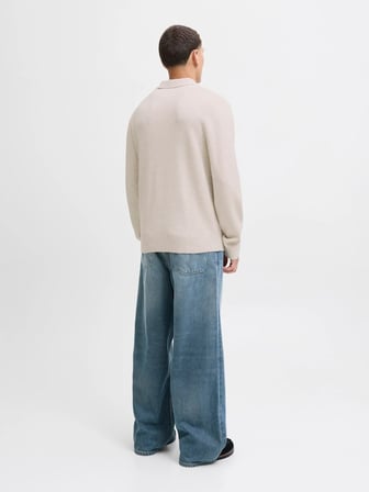 JPRMILANO STITCH KNIT ZIP POLO SN Cloud Dancer