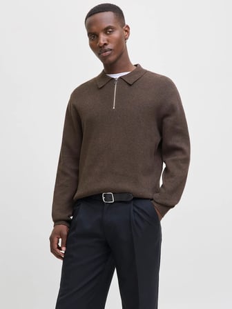 JPRMILANO STITCH KNIT ZIP POLO SN Delicioso