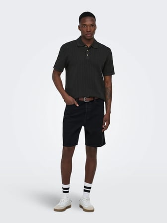 ONSMOON REG 12 SS POLO KNIT NOOS Black