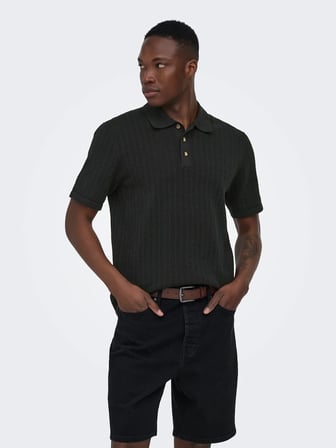 ONSMOON REG 12 SS POLO KNIT NOOS Black