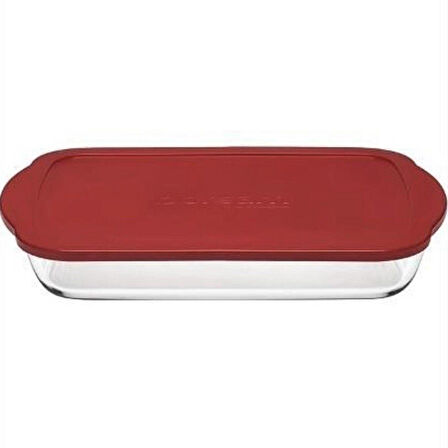 Paşabahçe Tepsi Borcam Dikdörtgen Kırmızı Kapaklı 59124