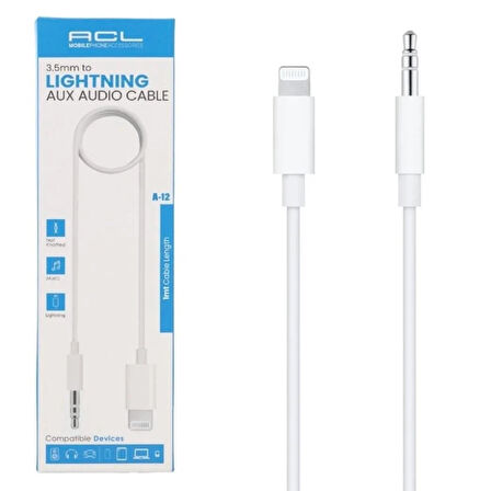Apple Uyumlu 3.5mm Jack Aux Ses Dönüştürücü Kablo A-12 - ACL