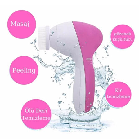 Mujgan Pilli Yüz Cilt Temizleme Cihazı Siyah Nokta Peeling Fırça Seti Vücut Yüz Bakımı Masaj Aleti 5 in 1