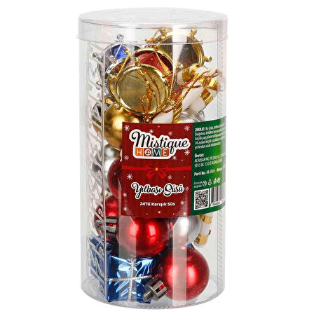 24'Lü Karışık Yılbaşı Ağacı Süsü