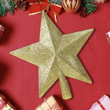 18 cm Yılbaşı Ağacı Tepeliği Altın Renk