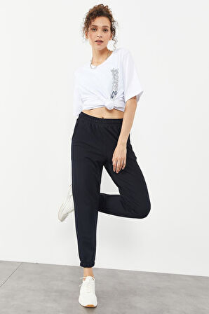 Kadın Lacivert Lastikli Paça Klasik Eşofman Alt