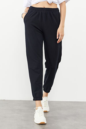 Kadın Lacivert Lastikli Paça Klasik Eşofman Alt