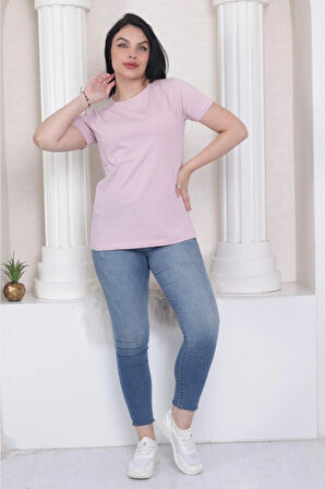 %100 Pamuk süper kalite kadın tişört düz renk pembe bisiklet yaka organik pamuk penye t-shirt