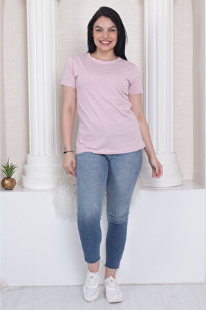 %100 Pamuk süper kalite kadın tişört düz renk pembe bisiklet yaka organik pamuk penye t-shirt