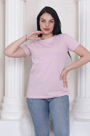 %100 Pamuk süper kalite kadın tişört düz renk pembe bisiklet yaka organik pamuk penye t-shirt