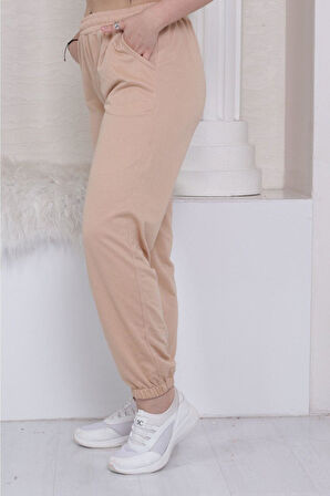 Kadın Vizon Yazlık Lastikli Paça Klasik Eşofman Alt