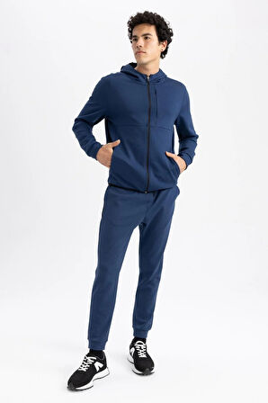 Erkek indigo Slim Fit Jogger manşetli eşofman altı