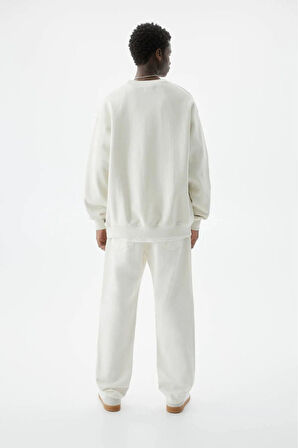 X Serüven Erkek 3 iplik Yüksek Kalite %100 Pamuk Ekru Bisiklet Yaka Uzun Kol Basic Sweatshirt