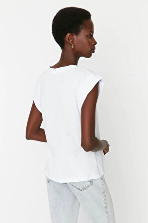 Siyah-Beyaz 2'li %100 Pamuk Vatka Görünümlü Koltukaltı Parçalı Basic Bisiklet Yaka Örme T-shirt