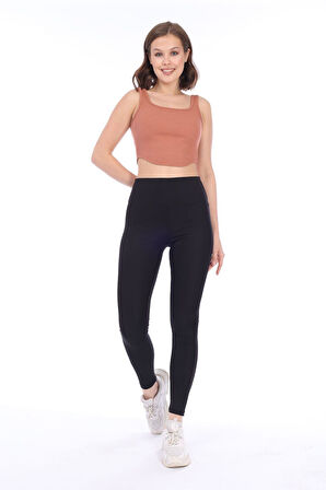 Kadın Kiremit Arkası Fermuarlı Fitilli Kaşkorse Crop Top