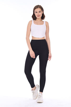 Kadın Beyaz Arkası Fermuarlı Fitilli Kaşkorse Crop Top