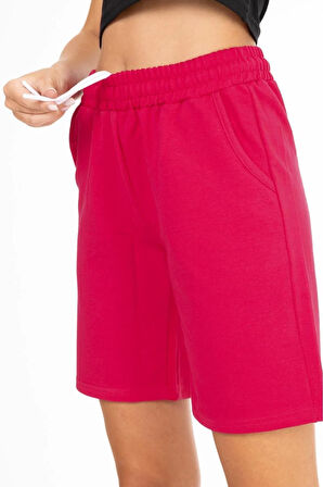 X Serüven %100 Pamuk kadın FUŞYA 2 iplik cepli şort