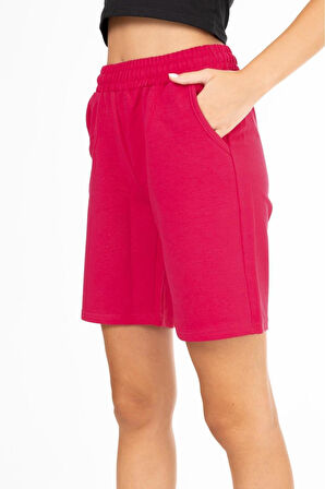 X Serüven %100 Pamuk kadın FUŞYA 2 iplik cepli şort