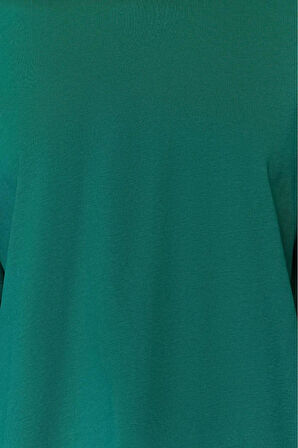 Süper Kalite Kadın %100 Pamuk Zümrüt Yeşili Bisiklet Yaka Oversize Boyfriend T-shirt