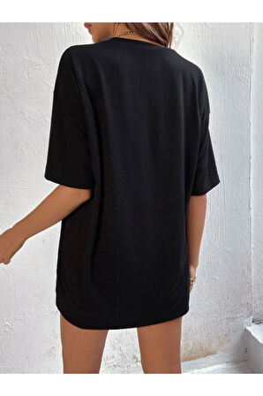 %100 Pamuk Süper Kalite Penye Oversize Baskılı T-shirt