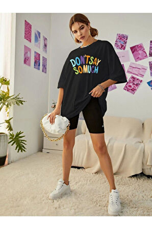 Kabartma Baskılı %100 Pamuk Süper Kalite Penye Oversize T-shirt