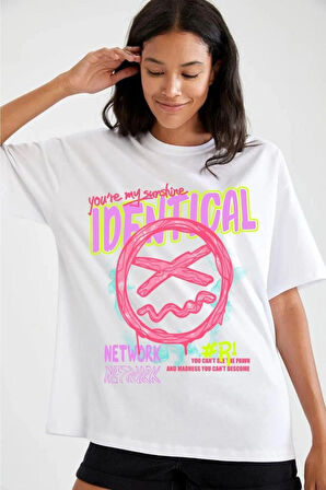 %100 Pamuk Süper Kalite Penye Oversize Baskılı T-shirt