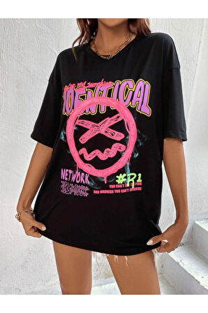%100 Pamuk Süper Kalite Penye Oversize Baskılı T-shirt
