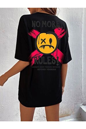 Ön Arka Baskılı %100 Pamuk Süper Kalite Penye Oversize T-shirt