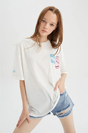 Ön Arka Ve Kol Baskılı %100 Pamuk Süper Kalite Penye Oversize T-shirt