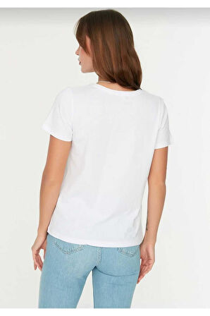 süper kalite Beyaz V yaka kadın tişört düz renk basic organik pamuk örme penye t-shirt