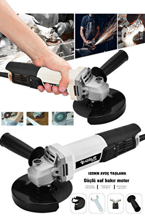 Assur Profesyonel 550W Avuç Taşlama Makinesi 125mm Bakır Sargılı Spiral
