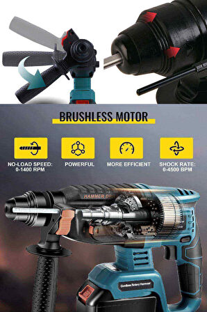 Assur 21V 2.0Ah 10 Pilli Bakır Sargılı Kömürsüz Motor Darbeli Çift Akülü Şarjlı Kırıcı Delici 2-26mm Hilti