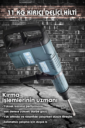 Assur Profesyonel 4200W 11 Kg Sds Max 3 Fonksiyonlu Kırıcı Delici Hilti